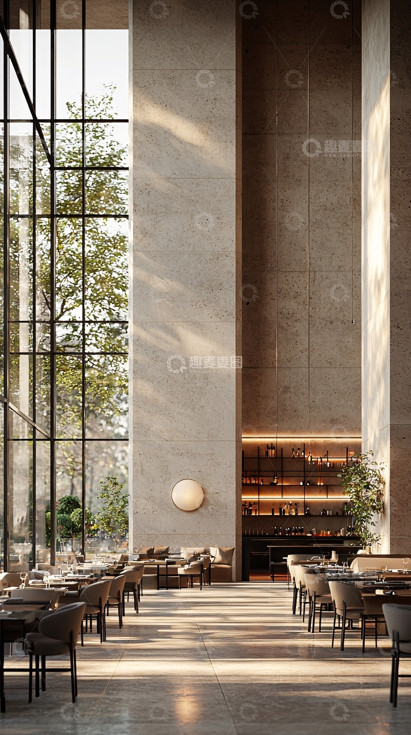 高清大图下载【趣麦麦图】现代简约高挑空间餐厅