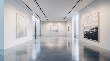 极简风格白色画廊走廊