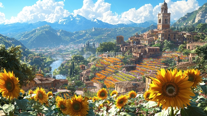 高清大图下载【趣麦麦图】山间小镇