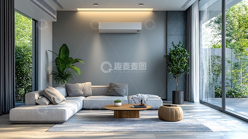 高清大图下载【趣麦麦图】现代简约客厅空调安装