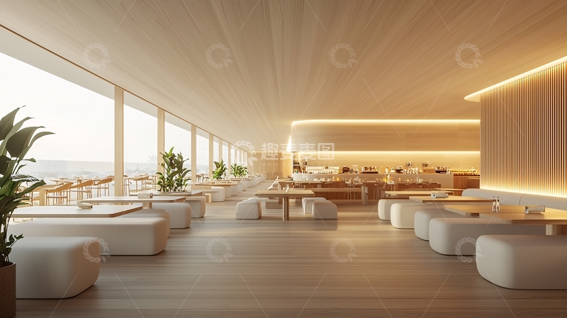 高清大图下载【趣麦麦图】极简风格木质餐厅室内设计