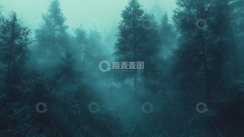 高清大图下载【趣麦麦图】雾气弥漫的幽暗森林