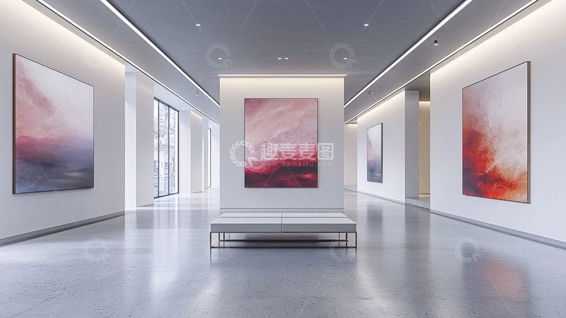 高清大图下载【趣麦麦图】现代艺术画廊长廊