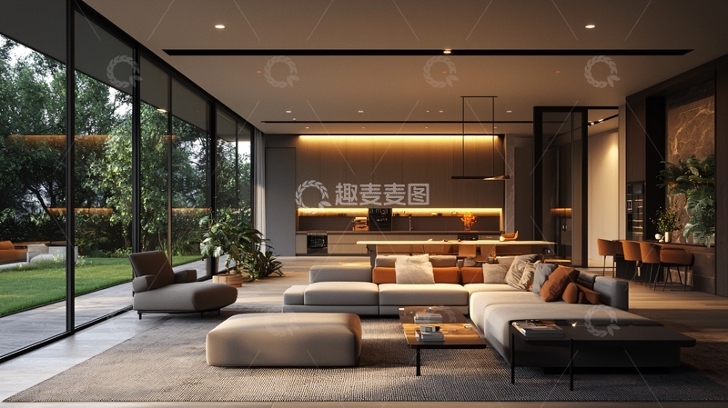 高清大图下载【趣麦麦图】现代简约别墅客厅