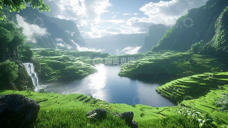 高清大图下载【趣麦麦图】梦幻山水田园