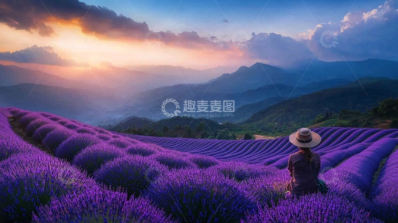 高清大图下载【趣麦麦图】傍晚薰衣草田