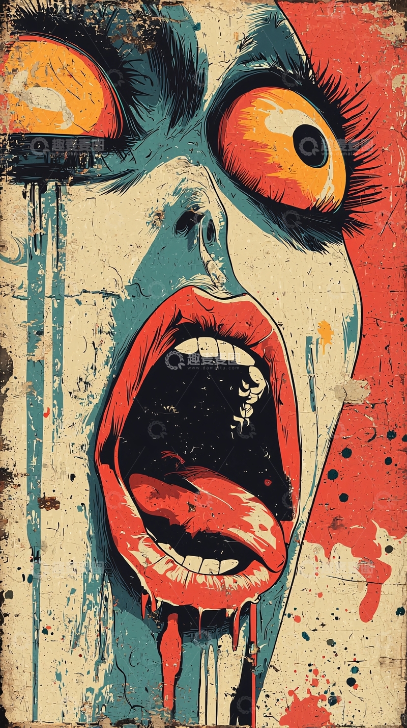 高清大图下载【趣麦麦图】恐怖尖叫女郎