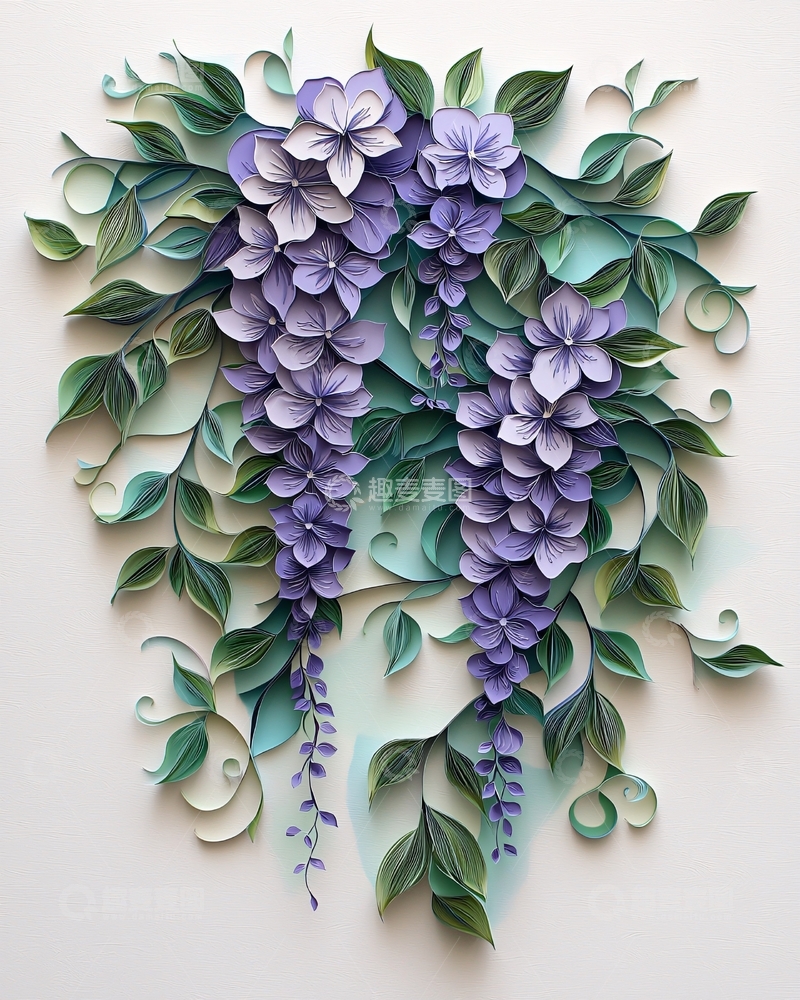 高清大图下载【趣麦麦图】纸艺紫藤花