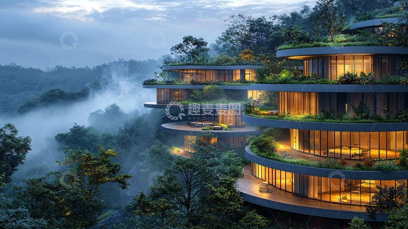 高清大图下载【趣麦麦图】森林中的现代豪华酒店