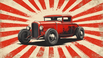 复古红车日式背景