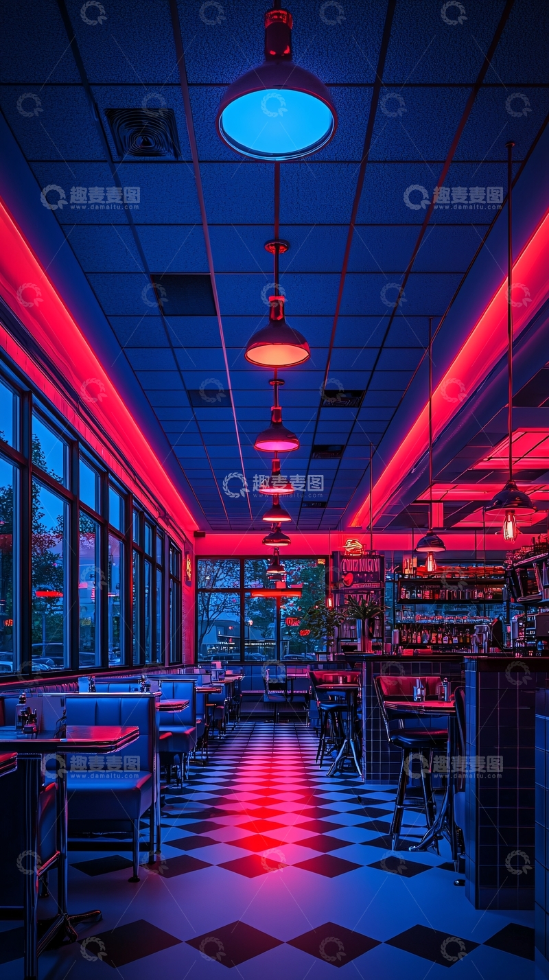 高清大图下载【趣麦麦图】复古美式餐厅霓虹灯
