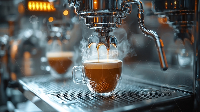 高清大图下载【趣麦麦图】咖啡机冲泡咖啡
