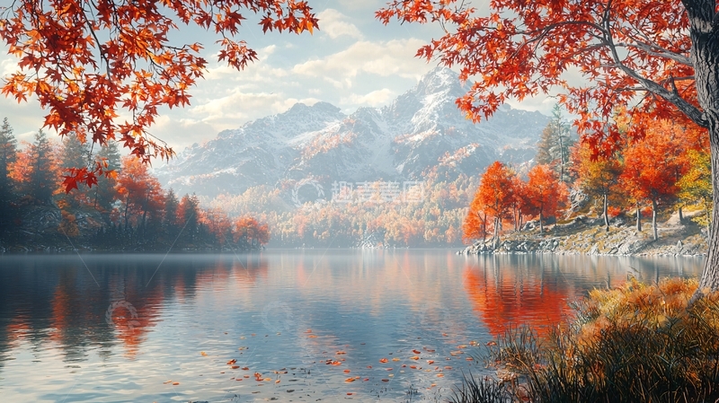 高清大图下载【趣麦麦图】秋日湖光山色