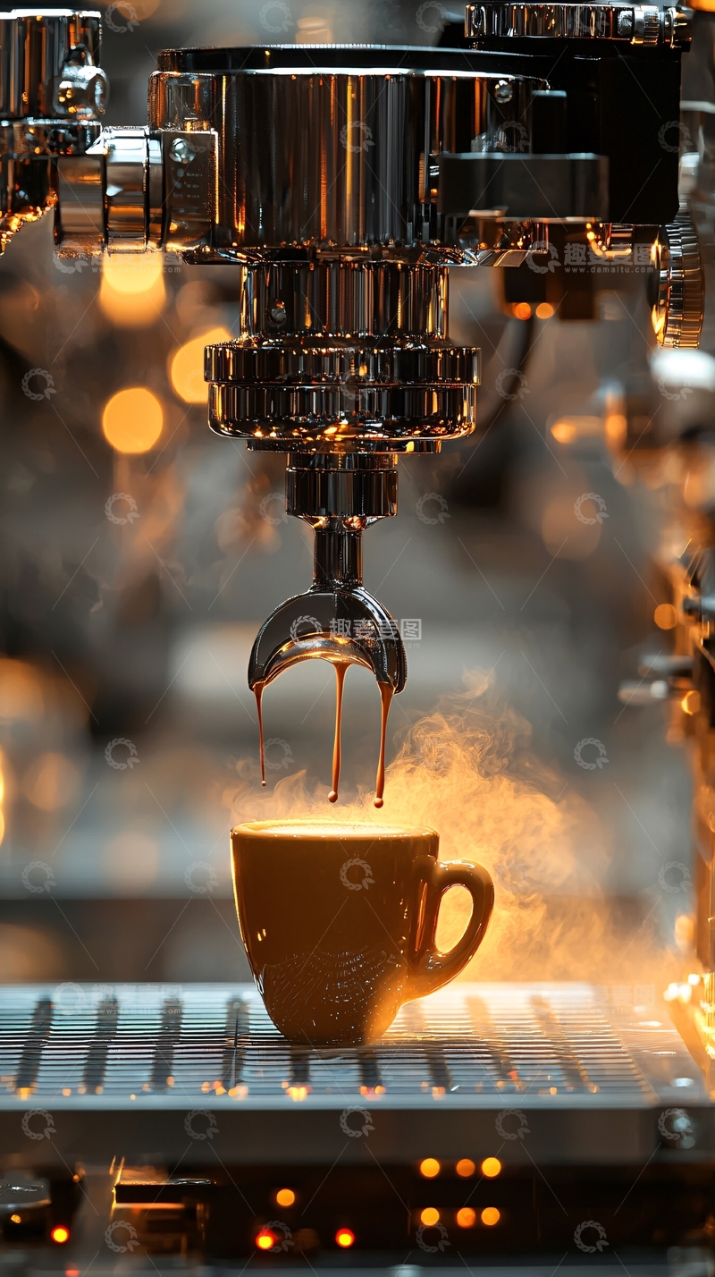 高清大图下载【趣麦麦图】咖啡机萃取咖啡