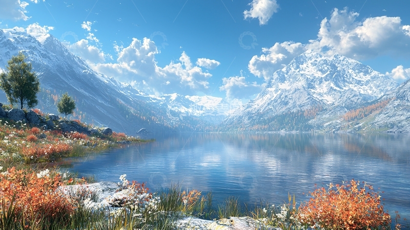 高清大图下载【趣麦麦图】雪山湖泊风景