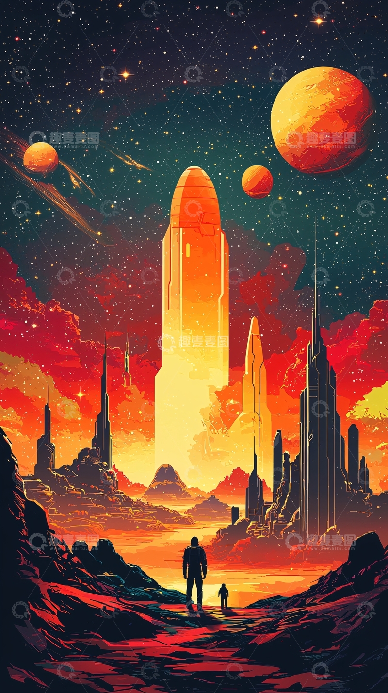 高清大图下载【趣麦麦图】太空城市