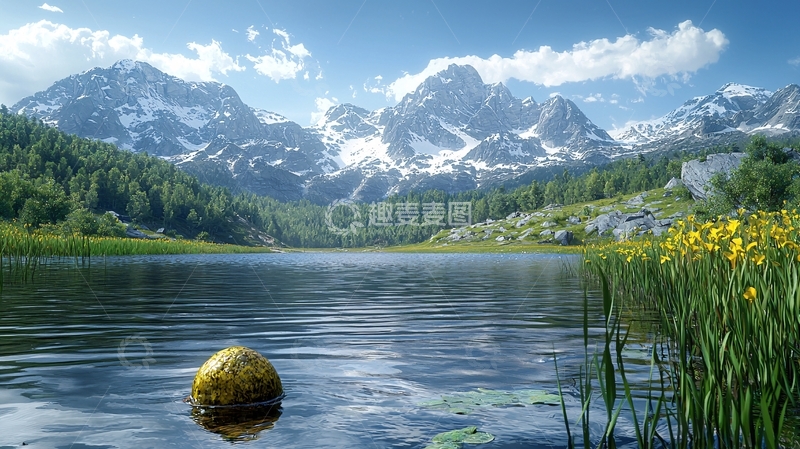 高清大图下载【趣麦麦图】雪山湖泊风景