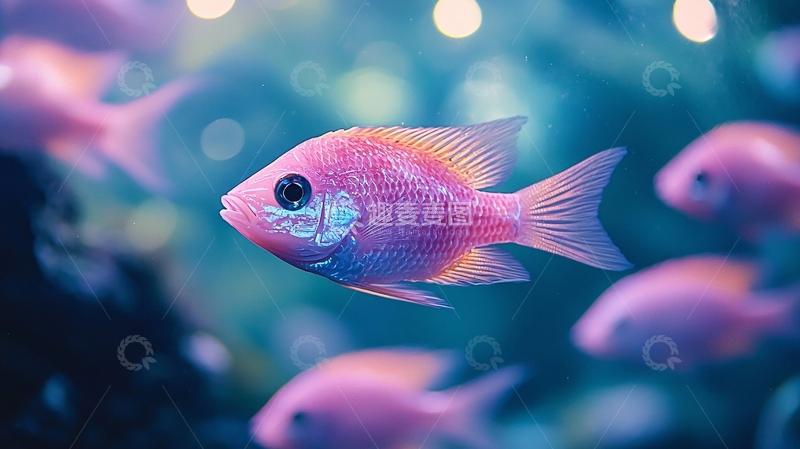 高清大图下载【趣麦麦图】粉红色小鱼水中游动