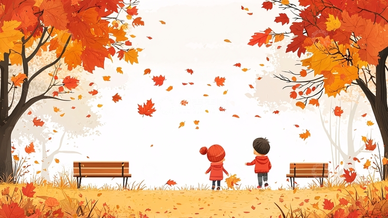 高清大图下载【趣麦麦图】秋日情侣公园漫步