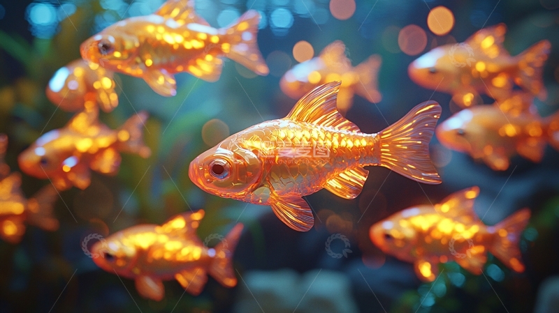 高清大图下载【趣麦麦图】水中一群金鱼