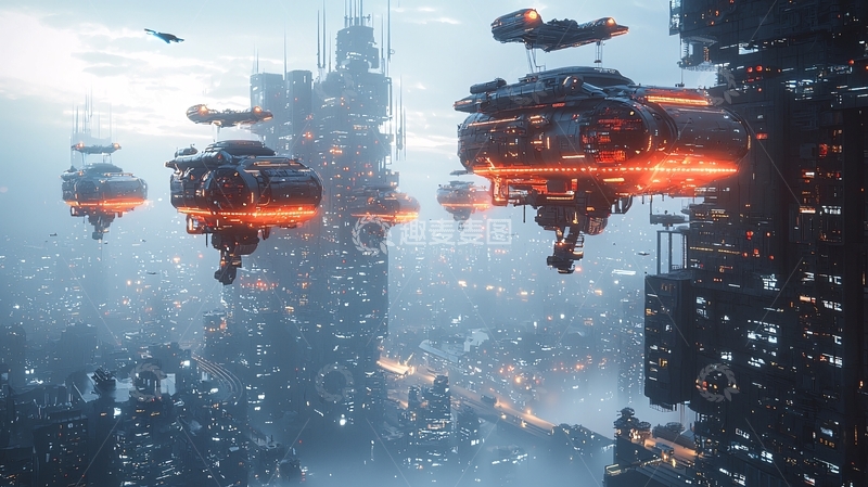 高清大图下载【趣麦麦图】未来都市飞行器