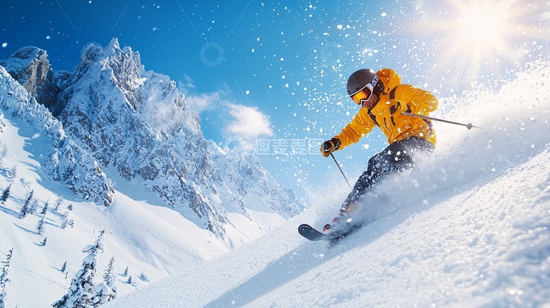 高清大图下载【趣麦麦图】雪山滑雪