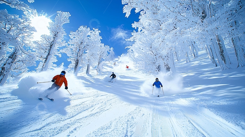 高清大图下载【趣麦麦图】雪山滑雪