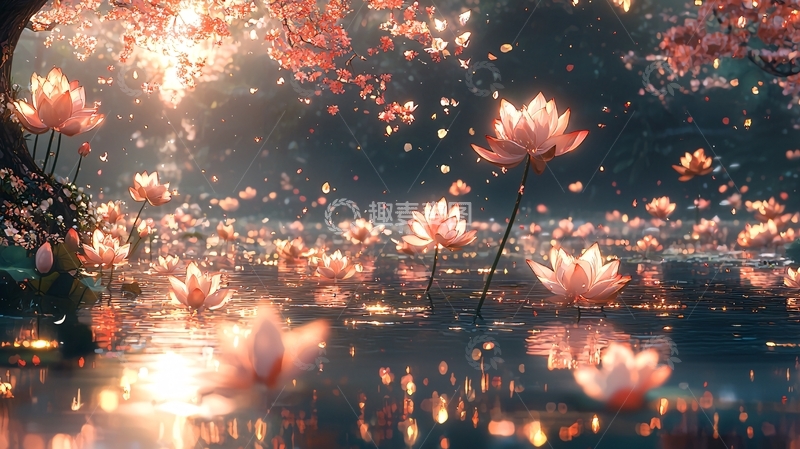 高清大图下载【趣麦麦图】梦幻唯美粉色莲花