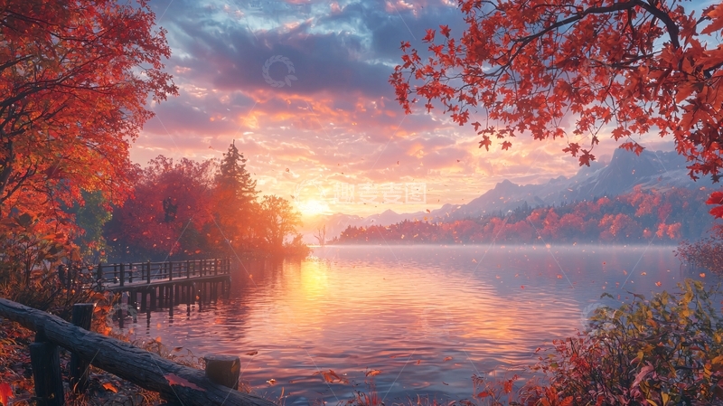高清大图下载【趣麦麦图】秋日湖光山色