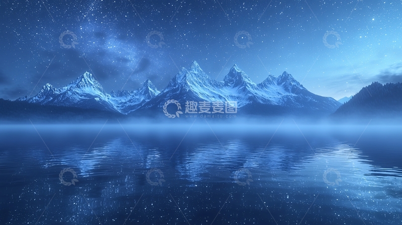 高清大图下载【趣麦麦图】星空下的雪山湖泊39