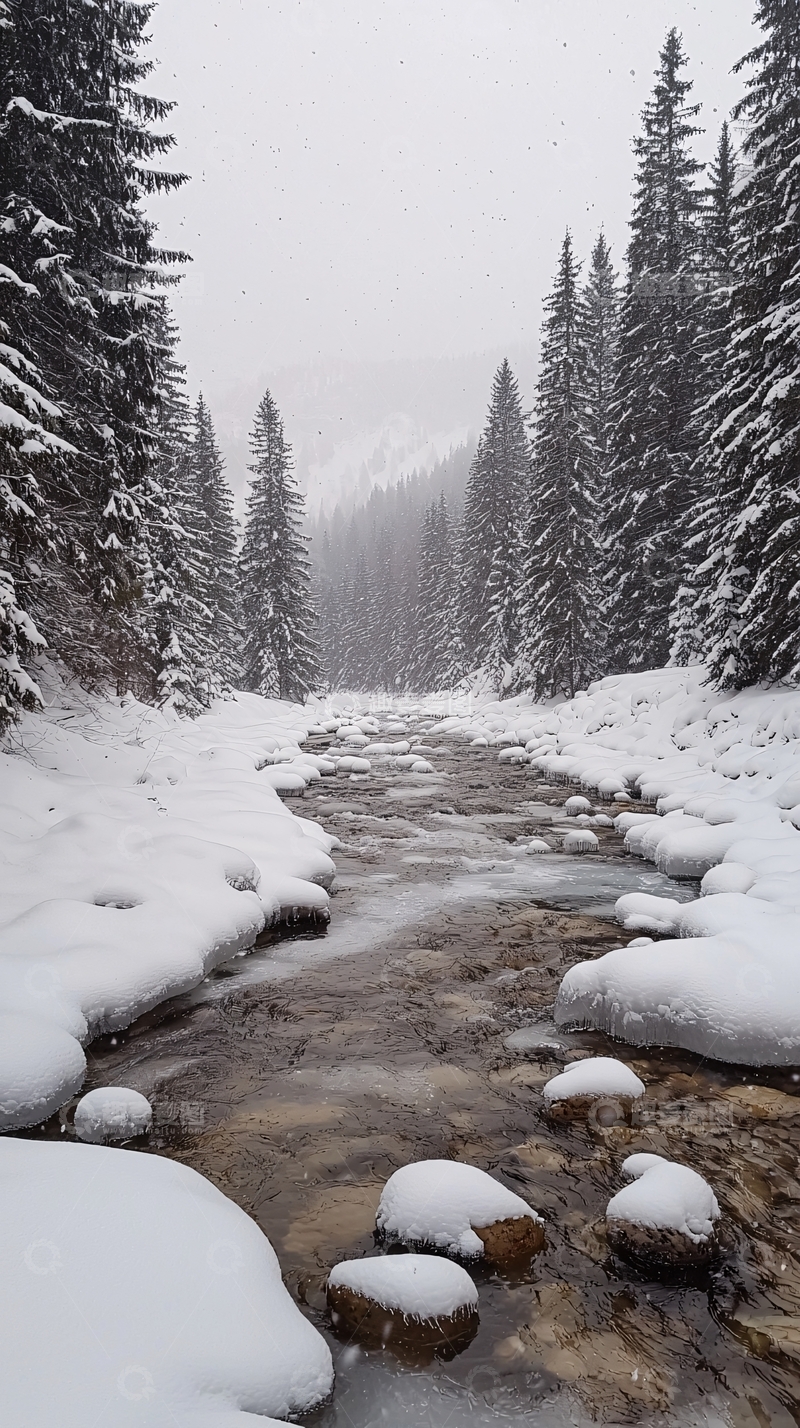 高清大图下载【趣麦麦图】雪山河流