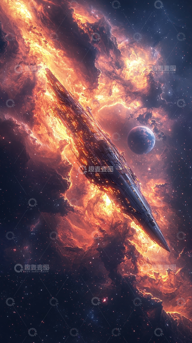 高清大图下载【趣麦麦图】宇宙飞船燃烧