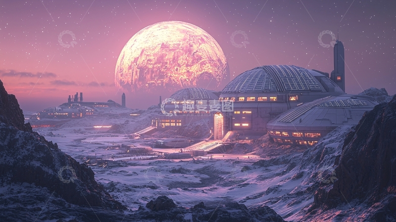 高清大图下载【趣麦麦图】月球基地雪景