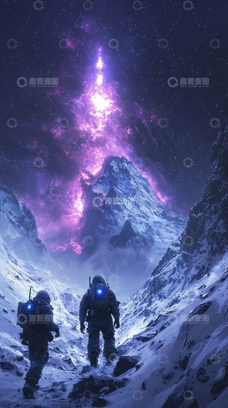 高清大图下载【趣麦麦图】极寒雪山宇宙奇观