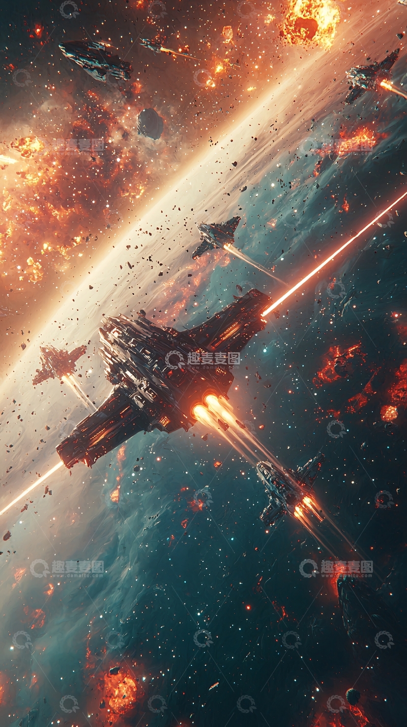 高清大图下载【趣麦麦图】太空战舰激战