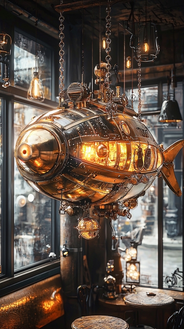 蒸汽朋克风格鱼形吊灯
