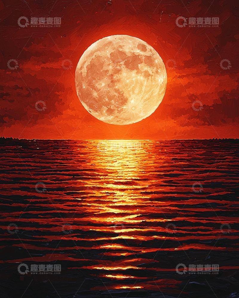 高清大图下载【趣麦麦图】血红色的月亮