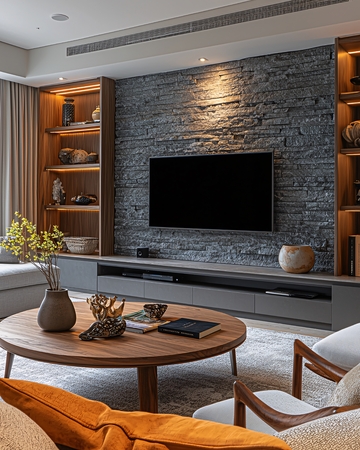 现代轻奢客厅电视背景墙