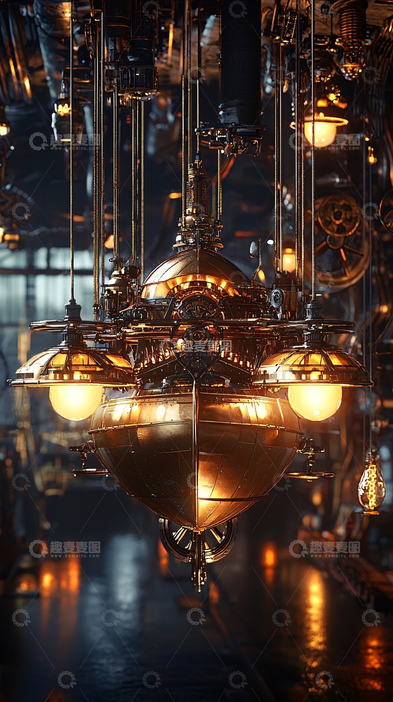 高清大图下载【趣麦麦图】蒸汽朋克风格吊灯