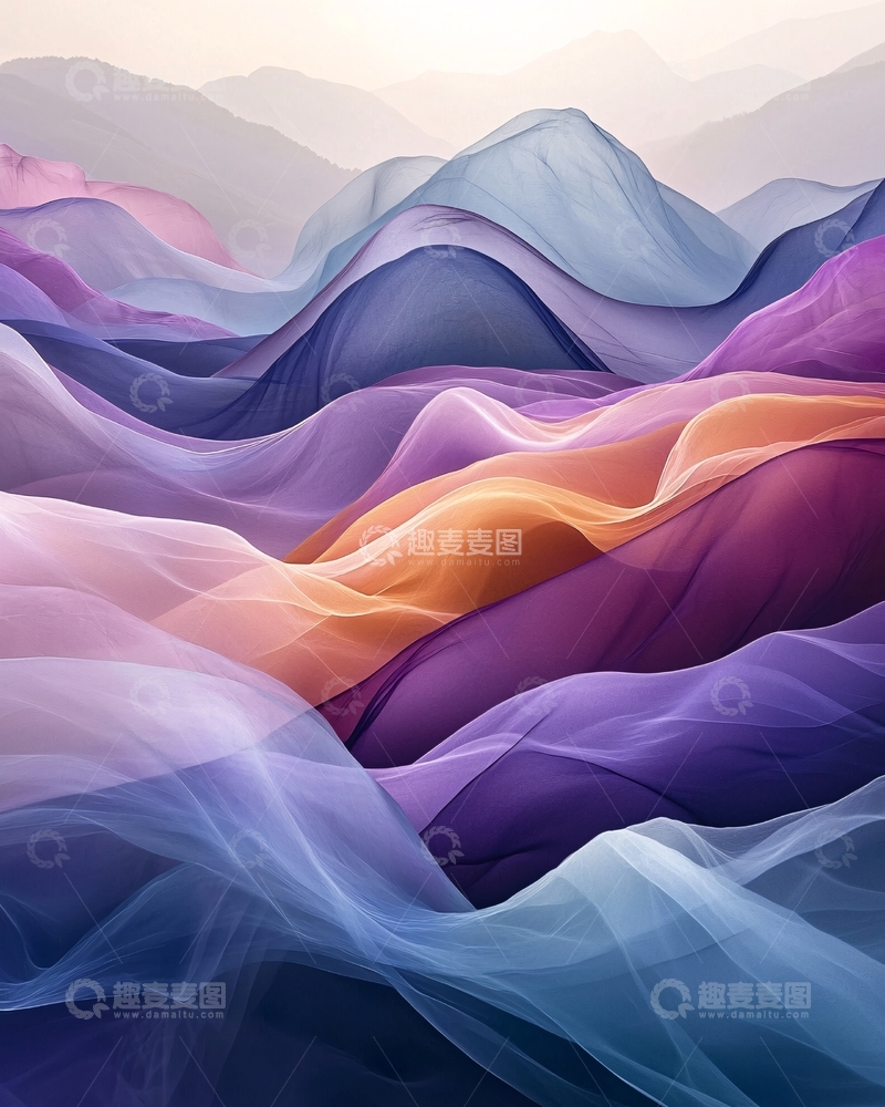 高清大图下载【趣麦麦图】彩色丝绸山峦