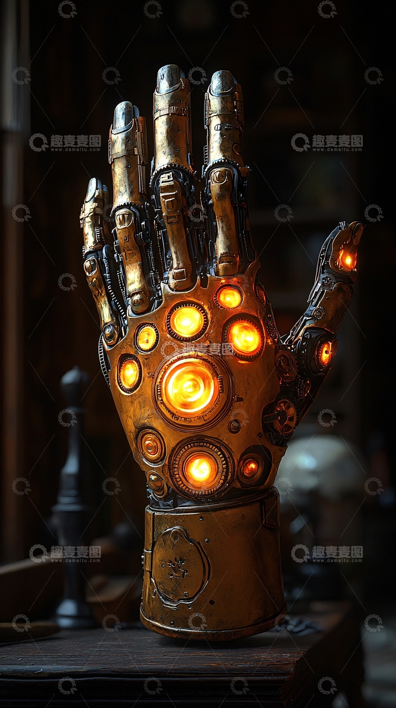 高清大图下载【趣麦麦图】黄金机械手模型