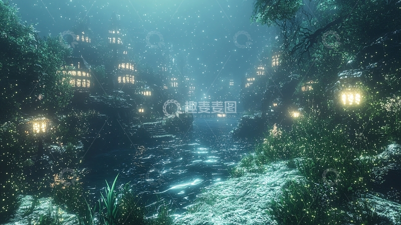 高清大图下载【趣麦麦图】水下梦幻城市