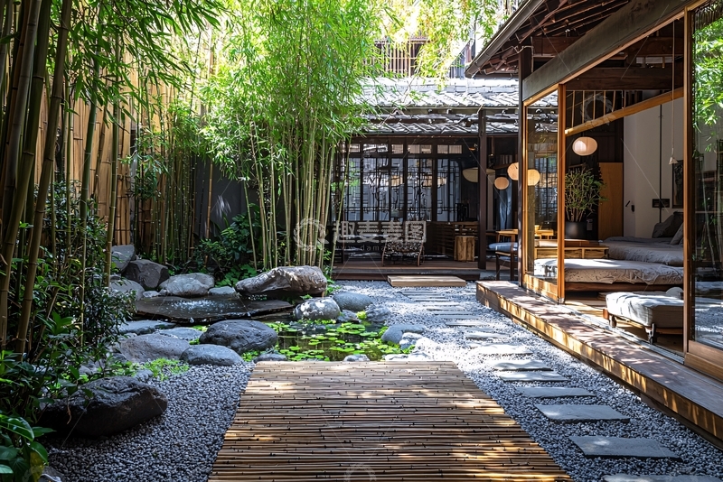 高清大图下载【趣麦麦图】日式庭院小桥流水人家