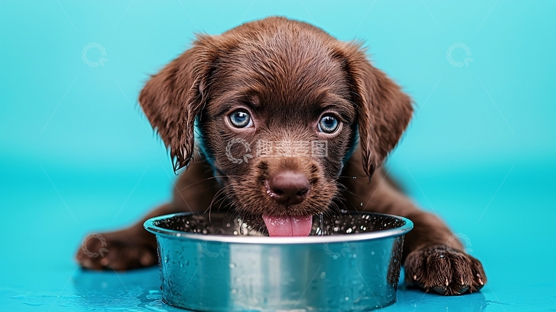 高清大图下载【趣麦麦图】小狗喝水特写