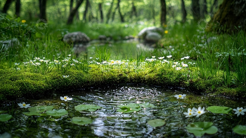 高清大图下载【趣麦麦图】茂密森林溪流小景