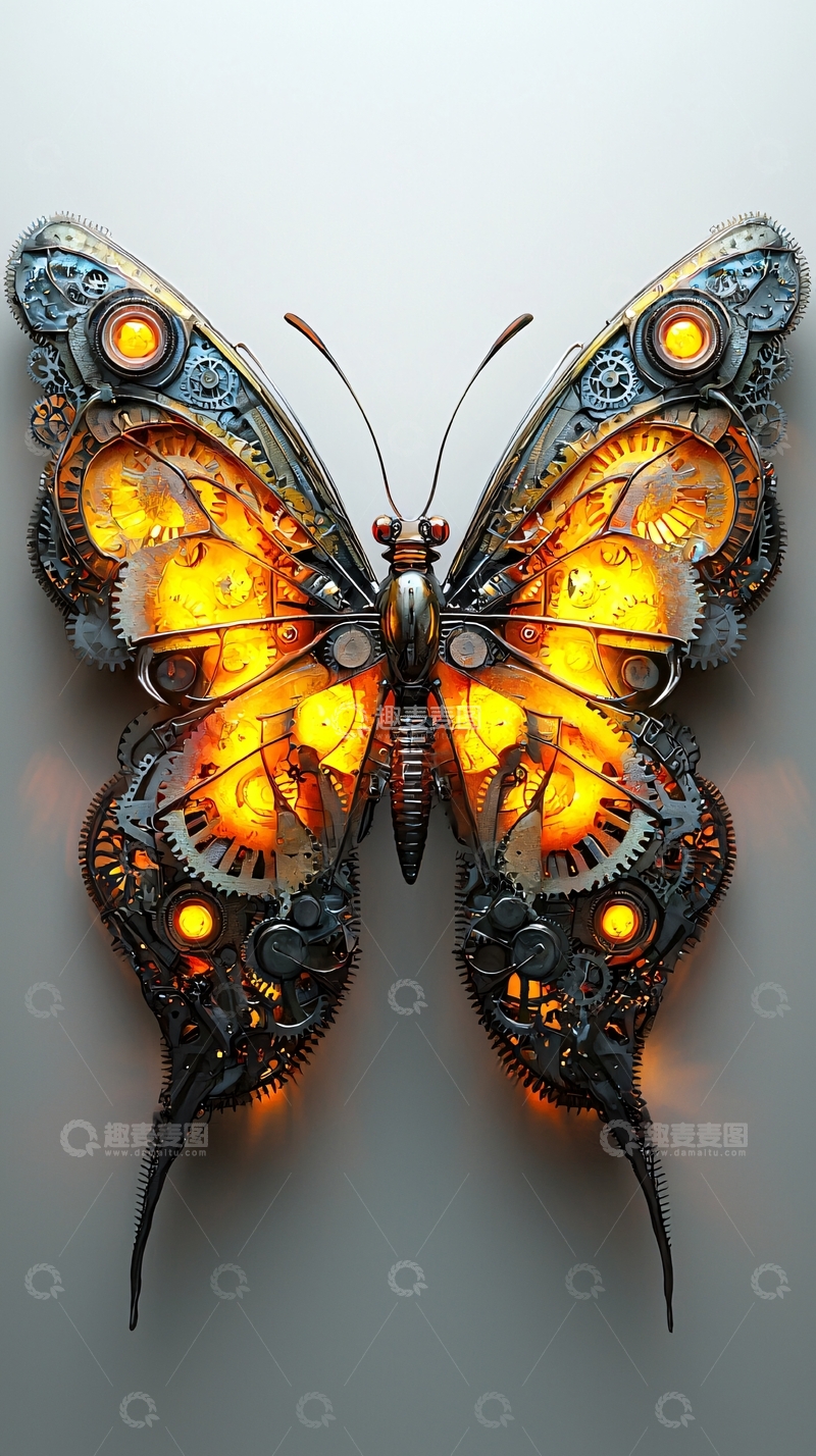 高清大图下载【趣麦麦图】机械蝴蝶