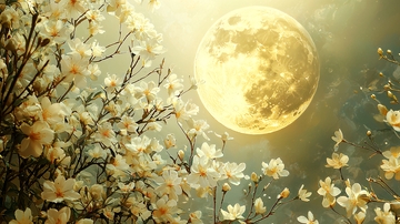 月光下的玉兰花