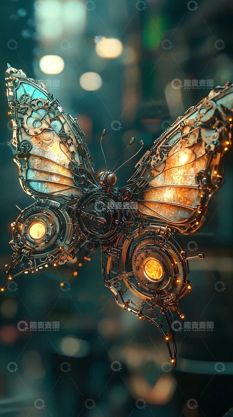 高清大图下载【趣麦麦图】机械蝴蝶