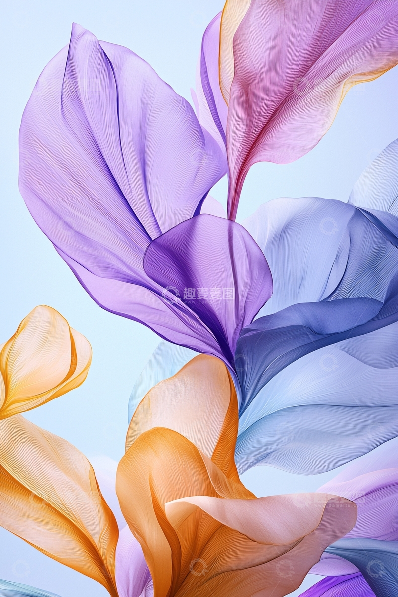 高清大图下载【趣麦麦图】轻柔飘逸的彩色花瓣