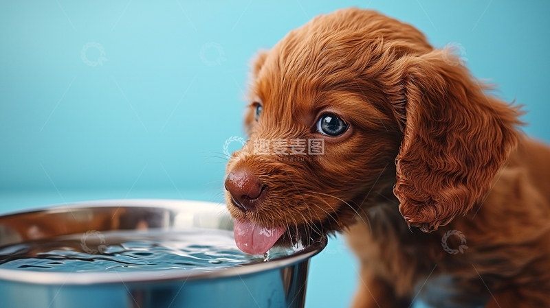 高清大图下载【趣麦麦图】小狗喝水